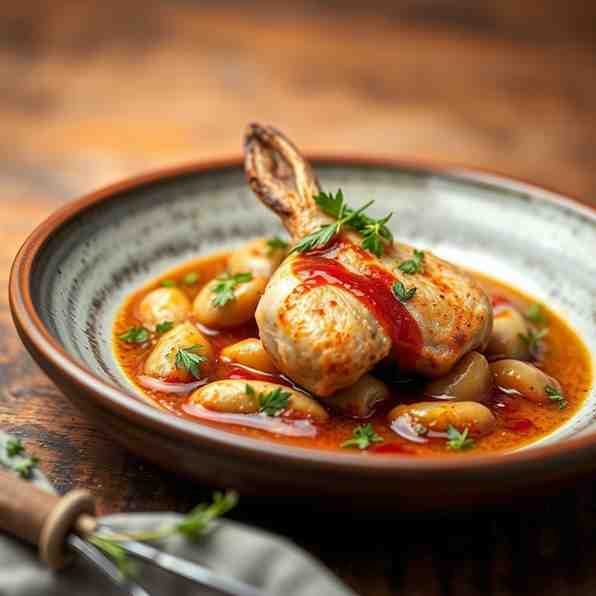 Rabbit Dinner - Conejo al Salmorejo with Olive Oil & Red Wine Vinegar